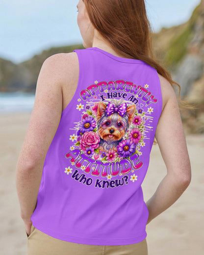 APPARENTLY I HAVE AN ATTITUDE WHO KNEW YORKSHIRE TERRIER DOG ALL OVER PRINT - TY1605261