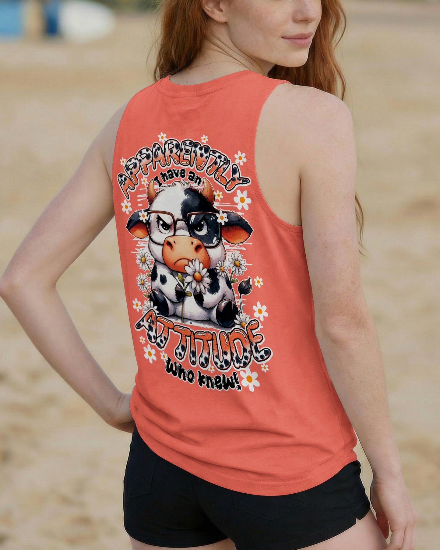 APPARENTLY I HAVE AN ATTITUDE WHO KNEW COW ALL OVER PRINT - TY0206261