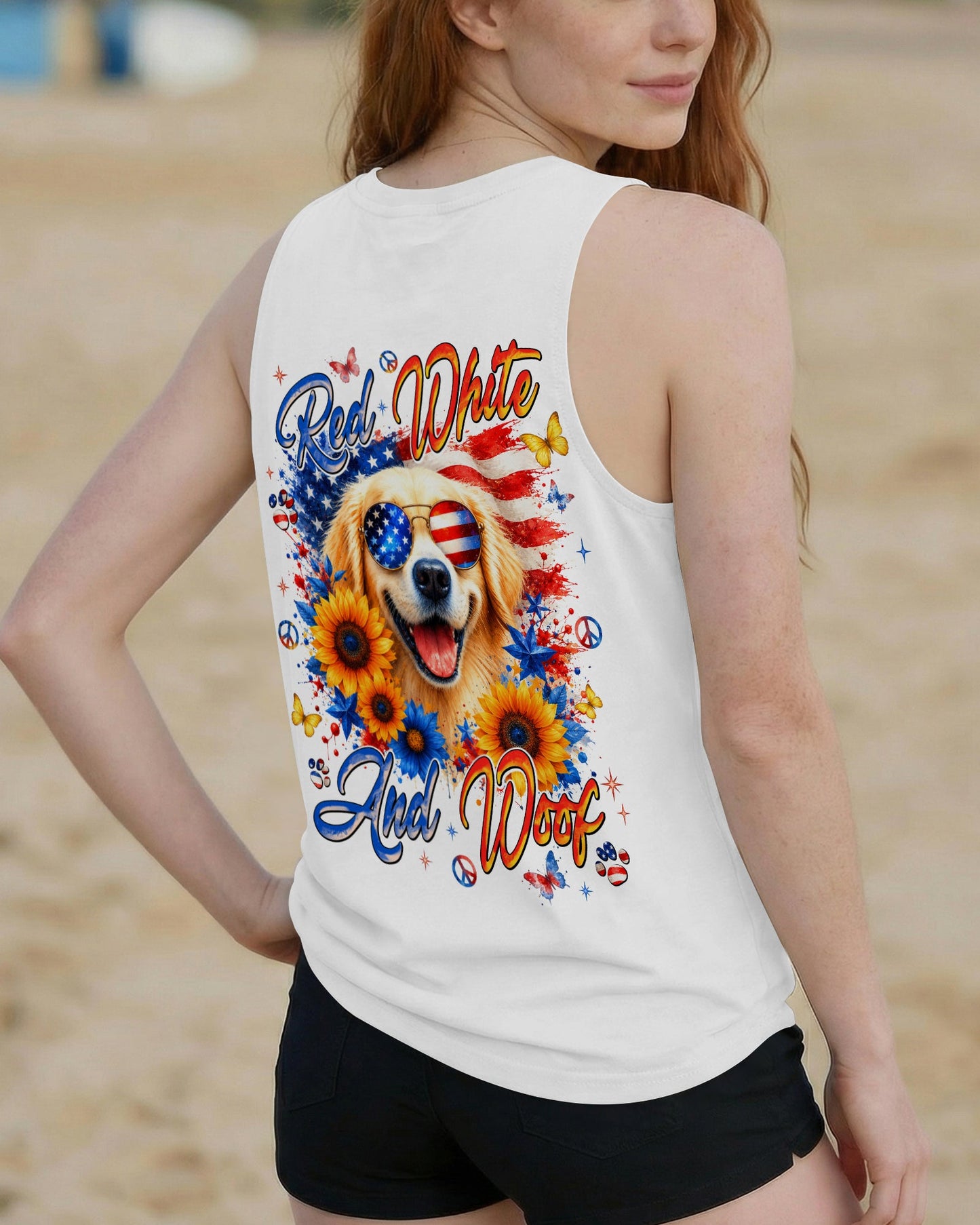 RED WHITE & WOOF GOLDEN RETRIEVER DOG ALL OVER PRINT - TLNT1905264