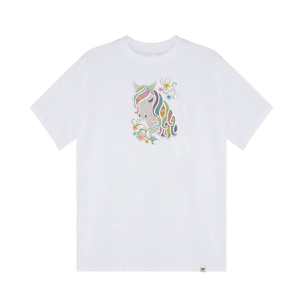 Embroidery Horse with Coloured Mane and Flowers