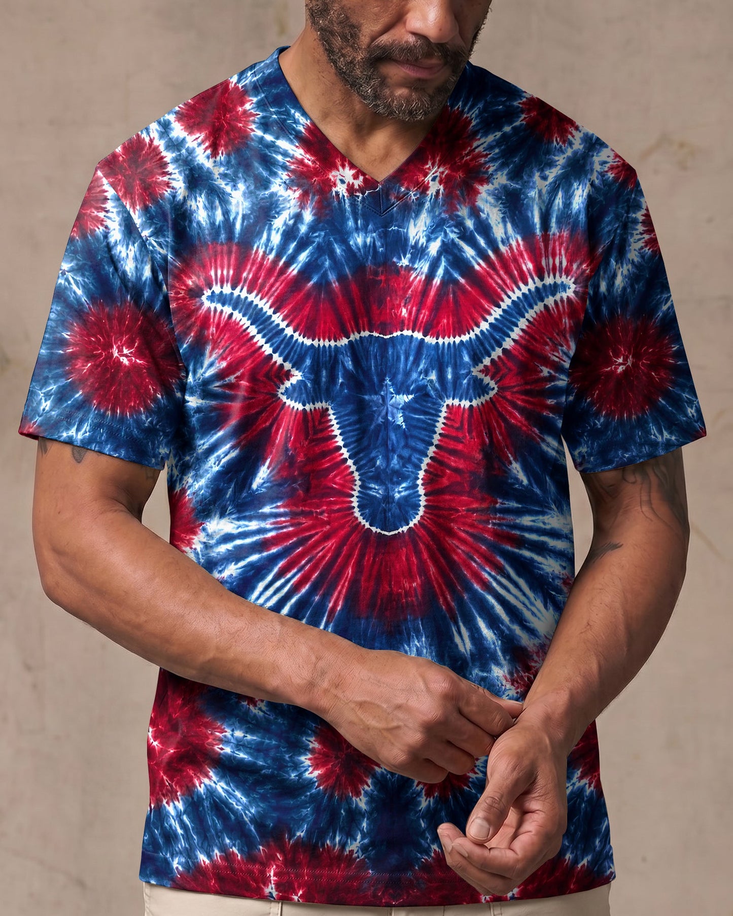 LONGHORN TEXAS STATE RED WHITE & BLUE SWIRL ALL OVER PRINT - TLNT1206261