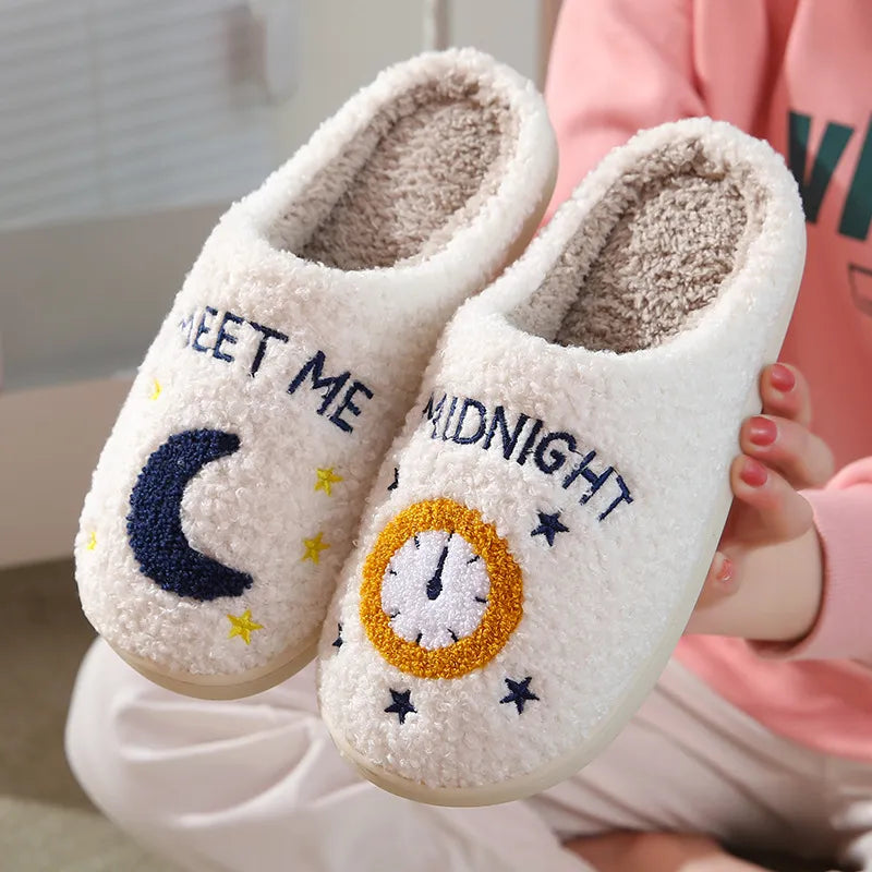 Meet Me At Midnight Slippers Taylor Style Cozy Comfortable Embroidered Slides Soft TS Swifties Music Tour Houseshoes