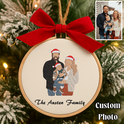 Personalized Family Photo Embroidery Ornament Christmas Tree Decoration