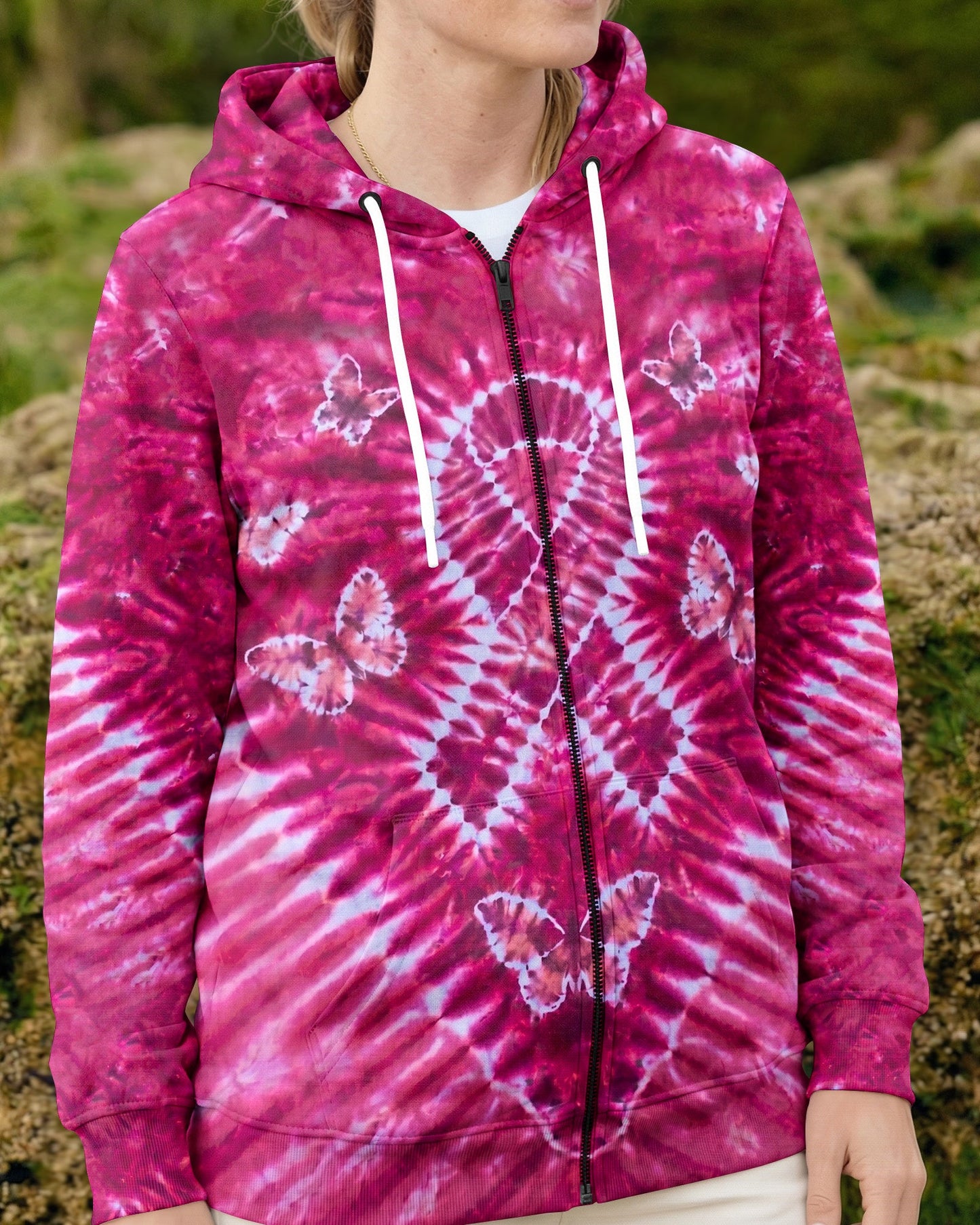 RIBBON BUTTERFLY  BREAST CANCER AWARENESS PINK SWIRL ALL OVER PRINT - TLHN1604261