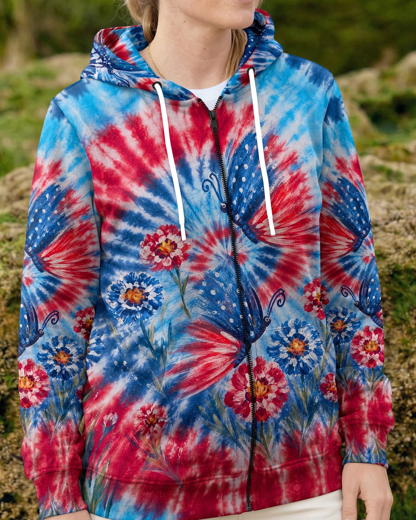 RED WHITE BLUE BUTTERFLY ALL OVER PRINT - RITD2406261