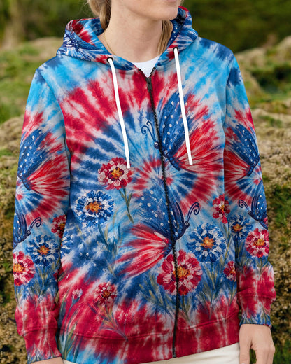 RED WHITE BLUE BUTTERFLY ALL OVER PRINT - RITD2406261