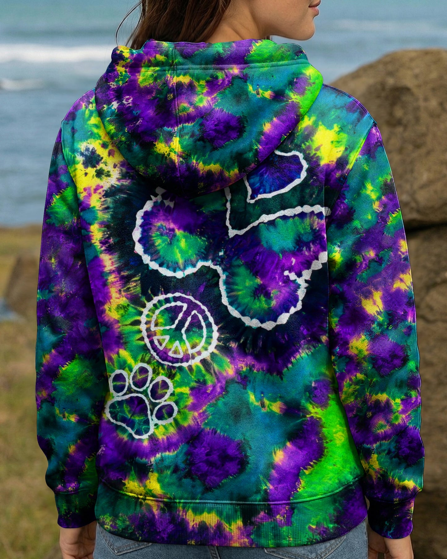 COSMIC BUTTERFLY PEACE LOVE PAW BURST ALL OVER PRINT - TLHG1506261