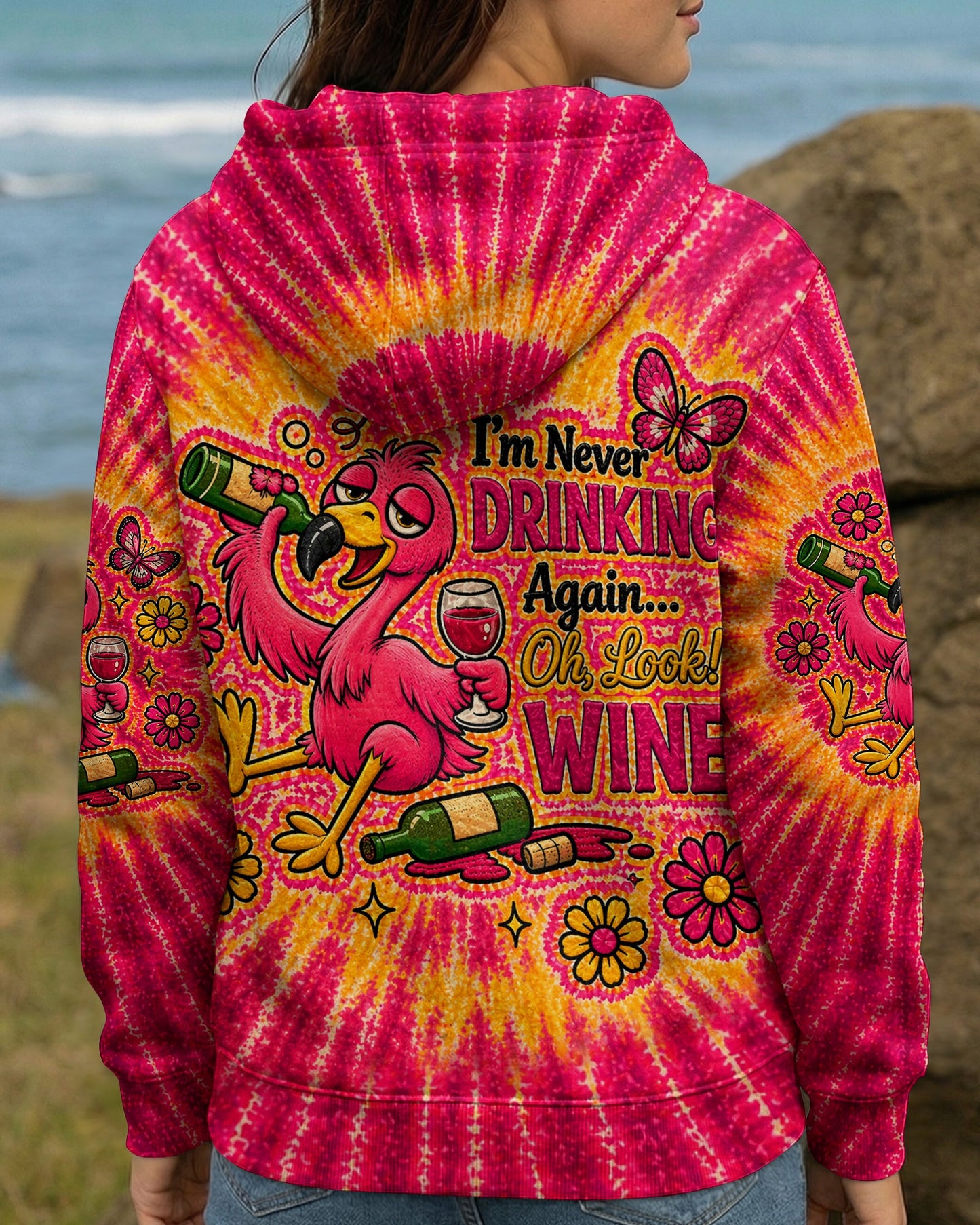 I'M NEVER DRINKING AGAIN FLAMINGO ALL OVER PRINT   - TLHN2804262