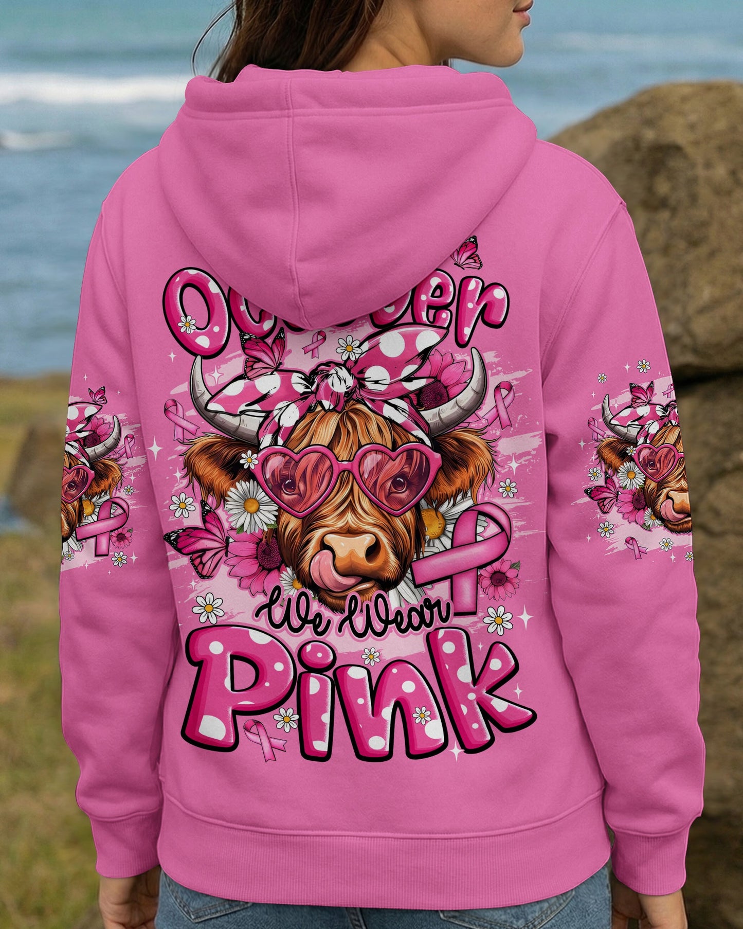 IN OCTOBER WE WEAR PINK COW BREAST CANCER AWARENESS ALL OVER PRINT - TYQY2906261