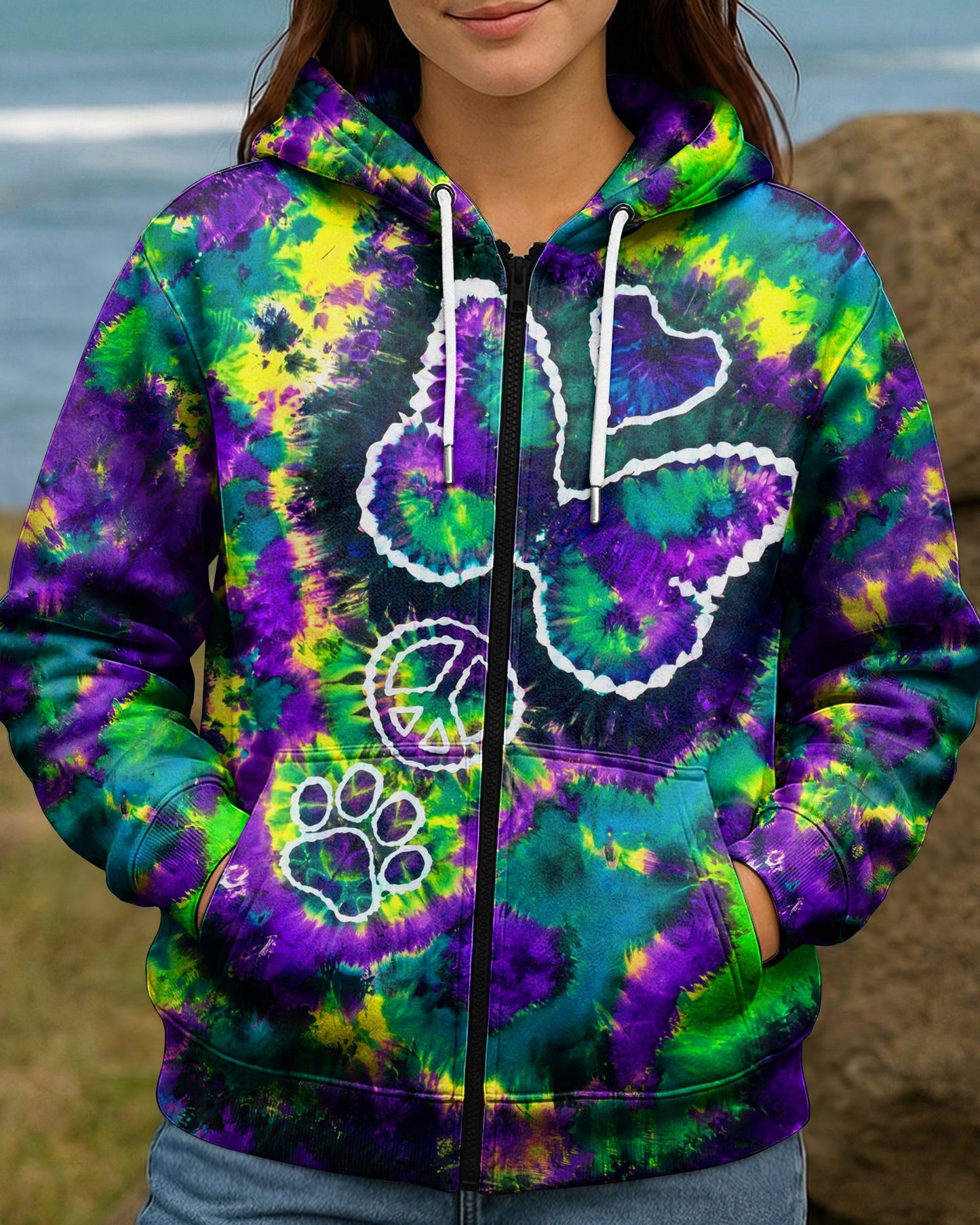 COSMIC BUTTERFLY PEACE LOVE PAW BURST ALL OVER PRINT - TLHG1506261