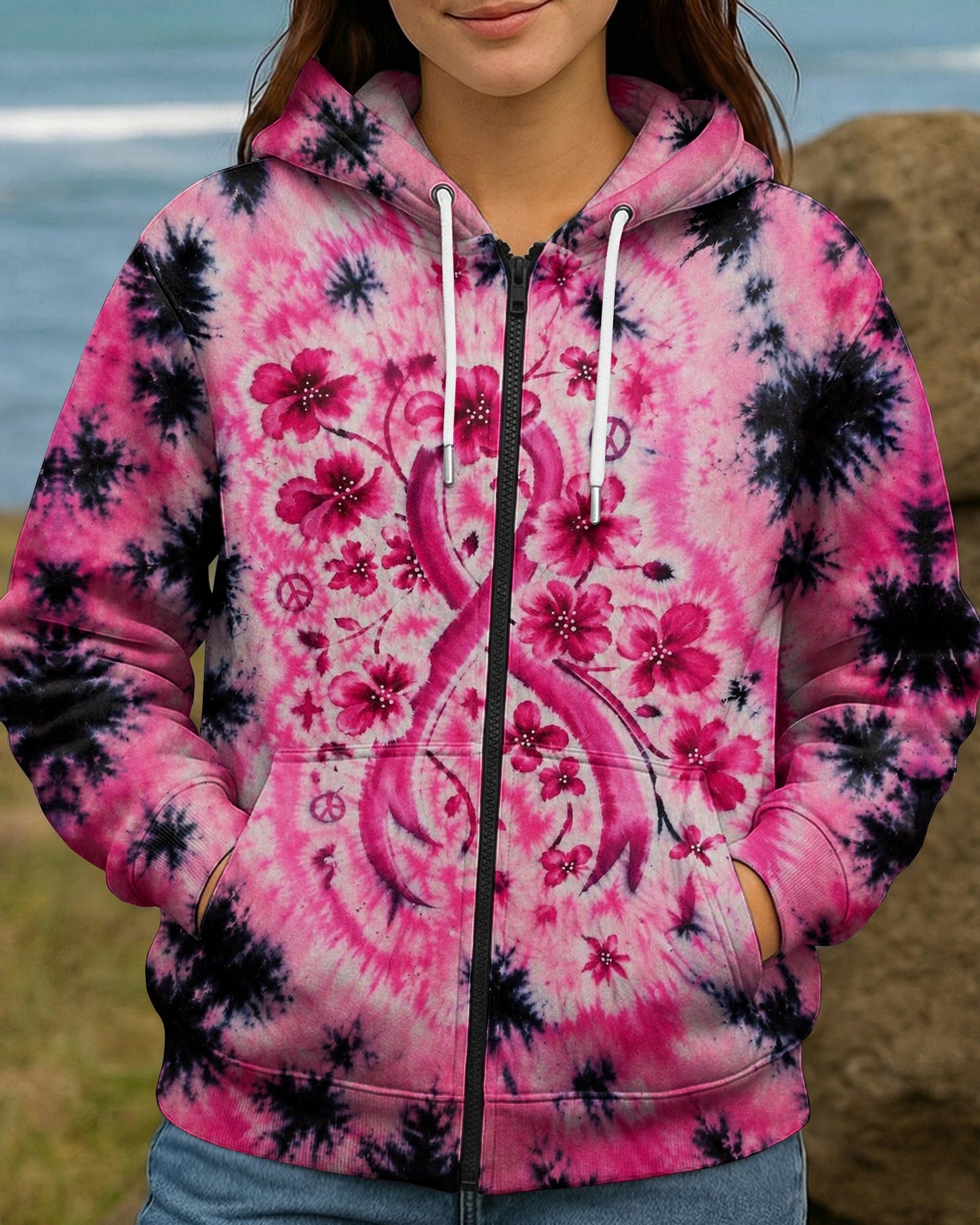 IN OCTOBER WE WEAR PINK FLORAL RIBBON ALL OVER PRINT - KMTM1507261