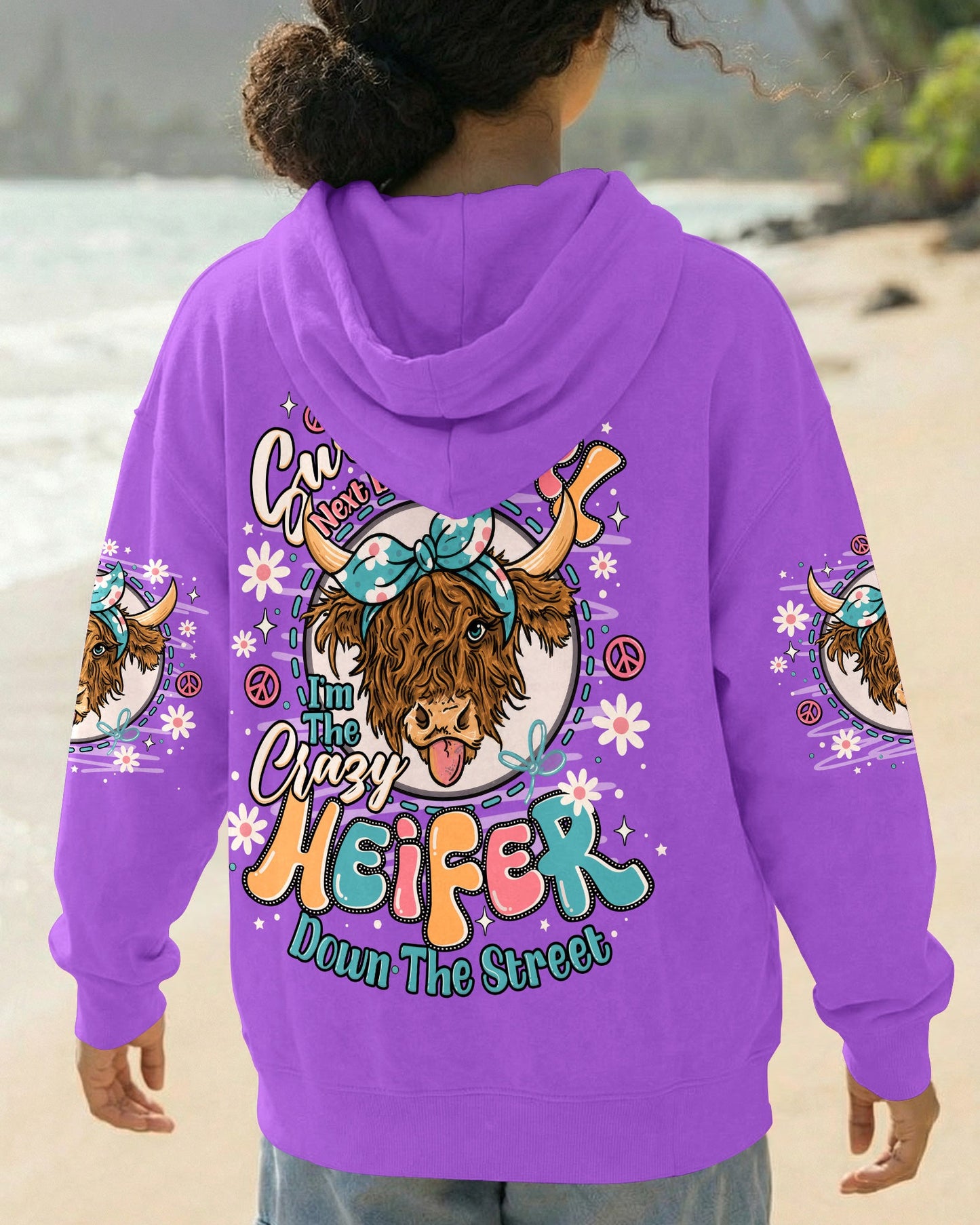 CRAZY HEIFER DOWN THE STREET COW ALL OVER PRINT - TLNO1506261