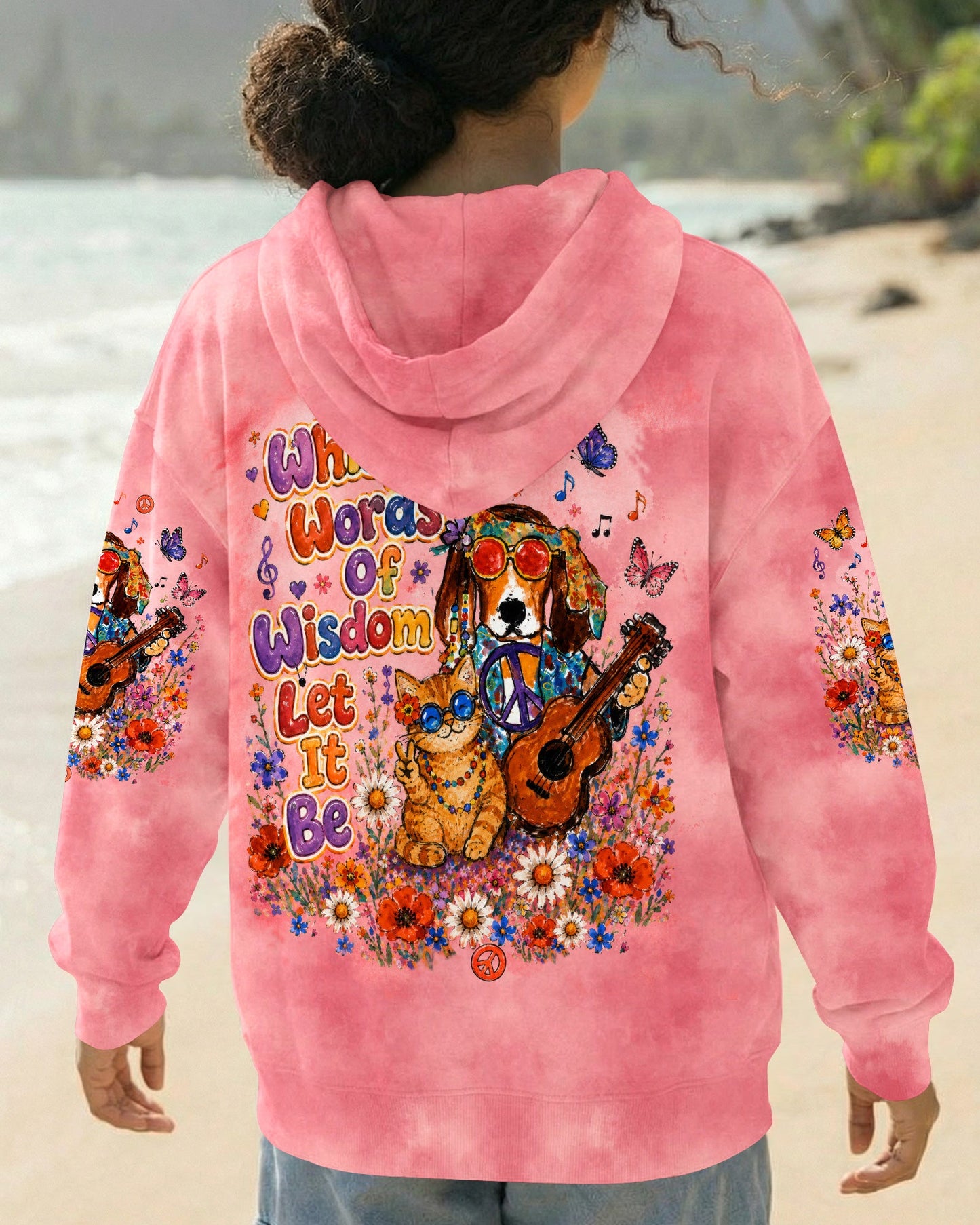WHISPER WORDS OF WISDOM LET IT BE BEAGLE DOG TABBY CAT ALL OVER PRINT  - TLTW1305262