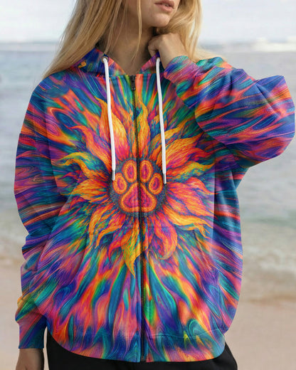 SUNFLOWER WITH PAW PRINT BURST ALL OVER PRINT - TLTW0707263