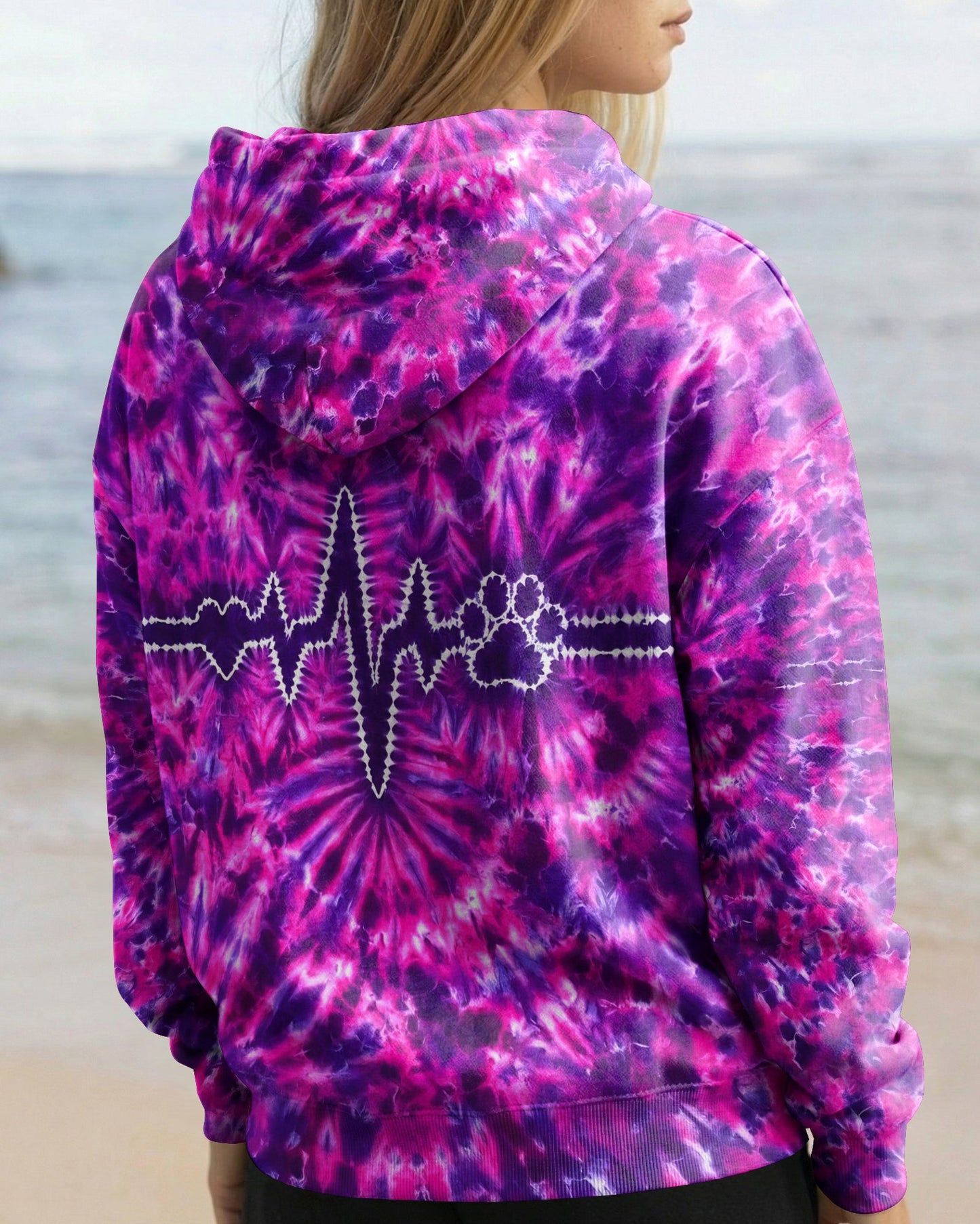HEARTBEAT PAW PRINT PURPLE PINK BURST ALL OVER PRINT - TLHG1706261