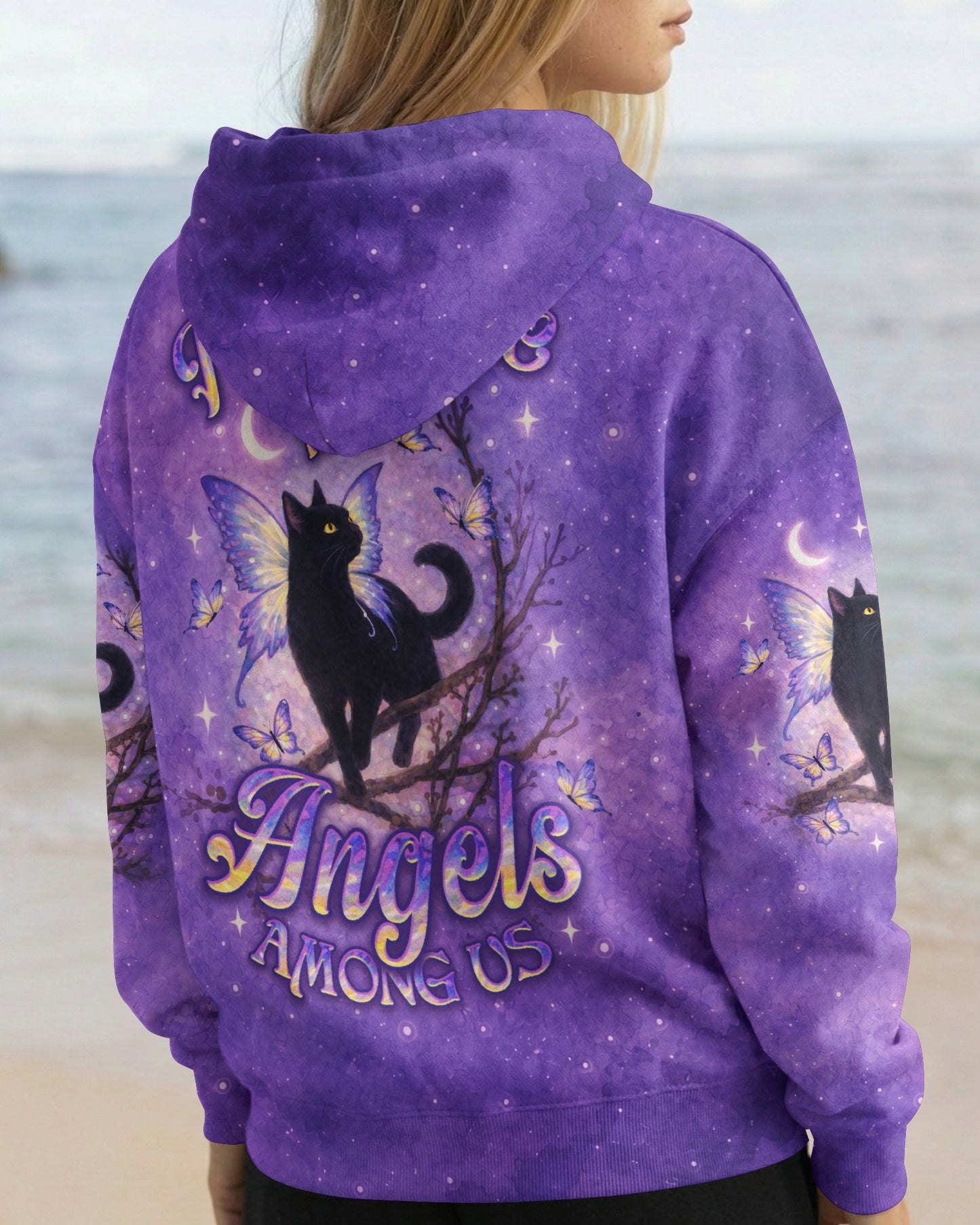 I BELIEVE THERE ARE ANGELS AMONG US BLACK CAT ALL OVER PRINT - TLNO1205261