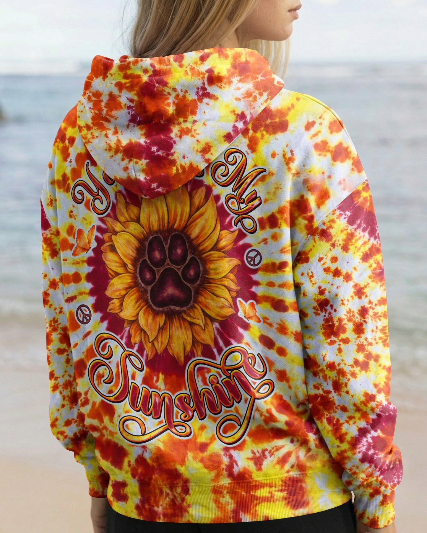 YOU ARE MY SUNSHINE PAW PRINT SUNFLOWER BURST ALL OVER PRINT  - TLTW3006264