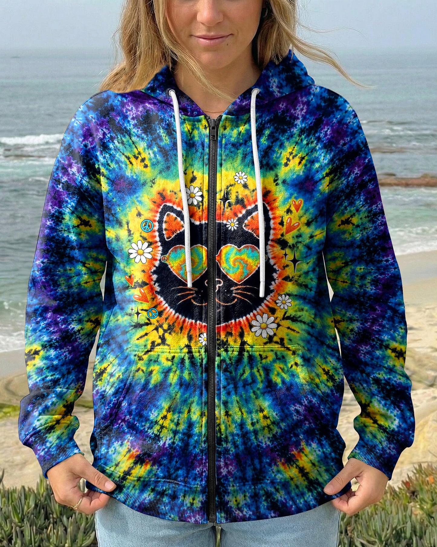 PEACE LOVE AND MEOW CAT BURST ALL OVER PRINT - TLTW0907262