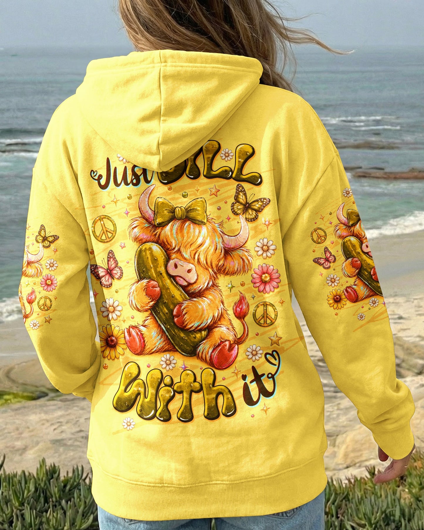 JUST DILL WITH IT  HIGHLAND COW ALL OVER PRINT  - TLTW1006261