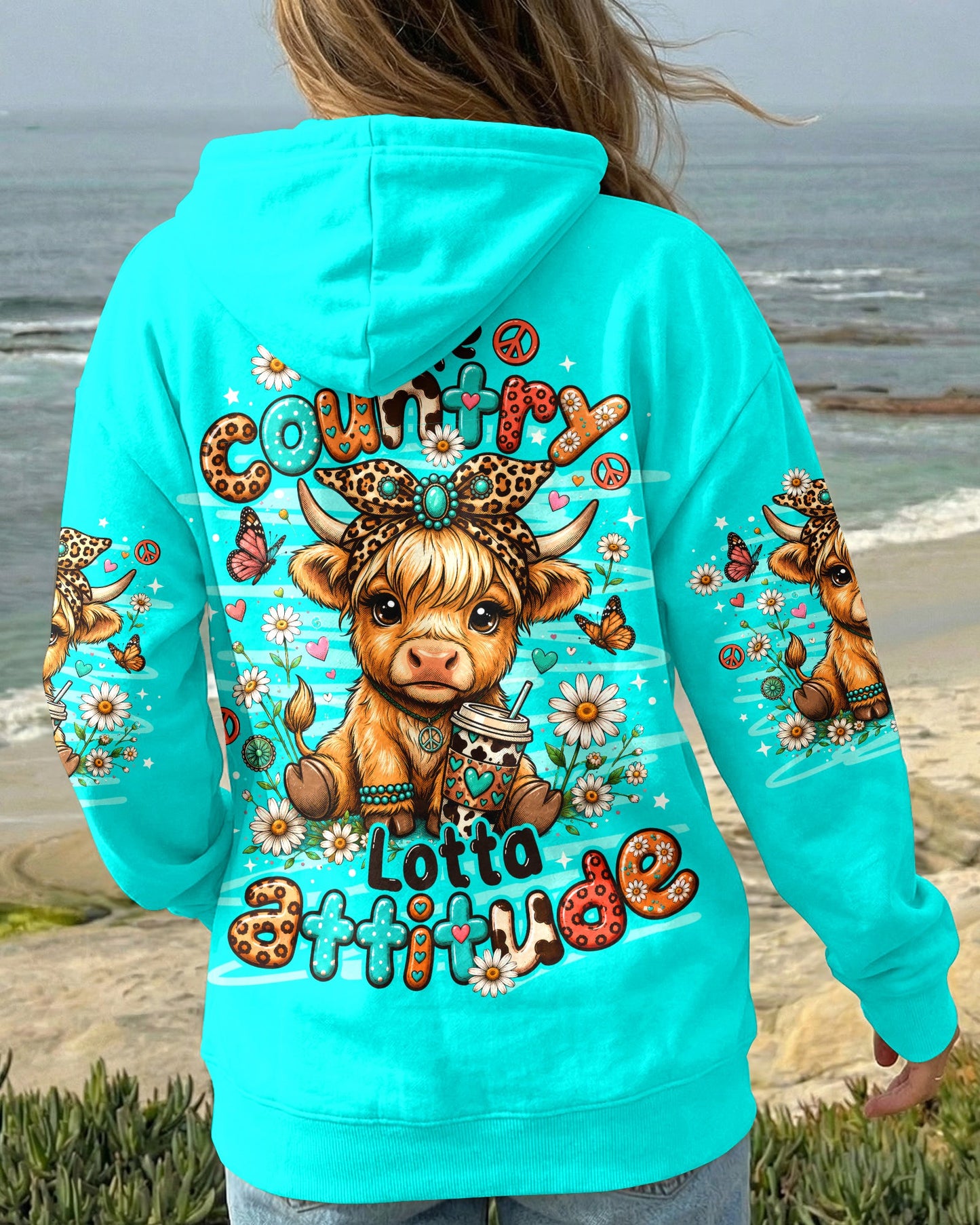 LITTLE COUNTRY LOTTA ATTITUDE COW ALL OVER PRINT  - TLNO0906263