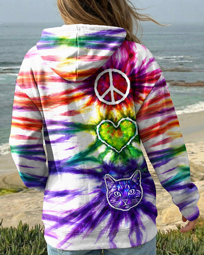 PEACE LOVE CAT FACE ALL OVER PRINT - TLHG15042641