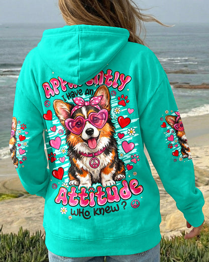 APPARENTLY I HAVE AN ATTITUDE WHO KNEW CORGI DOG ALL OVER PRINT - TYPQ1605261