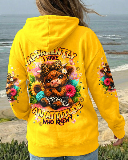 APPARENTLY I HAVE AN ATTITUDE WHO KNEW COW ALL OVER PRINT - TLNT1905262