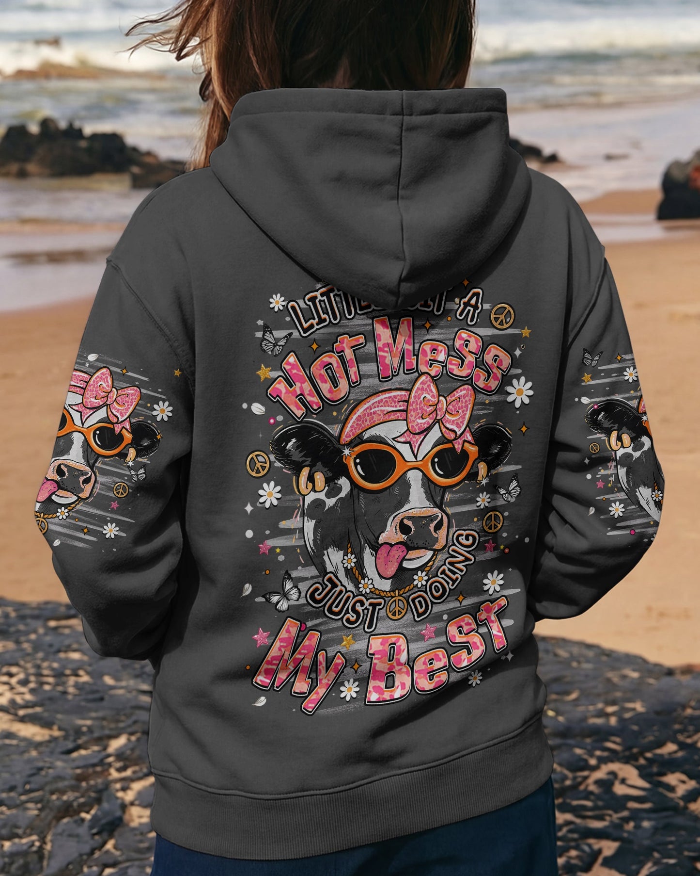 LITTLE BIT A HOT MESS COW ALL OVER PRINT  - TLHN1806264