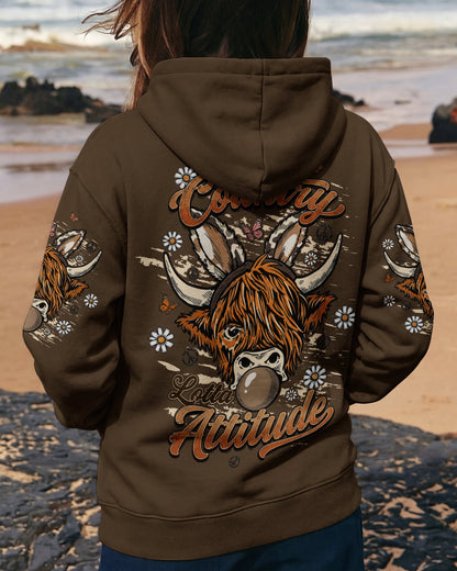 LITTLE COUNTRY LOTTA ATTITUDE COW ALL OVER PRINT  - TLTW1106262