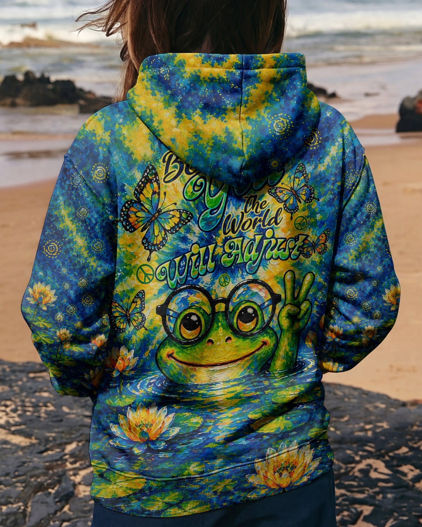 BE YOU THE WORLD WILL ADJUST FROG ALL OVER PRINT - TLTW0705263