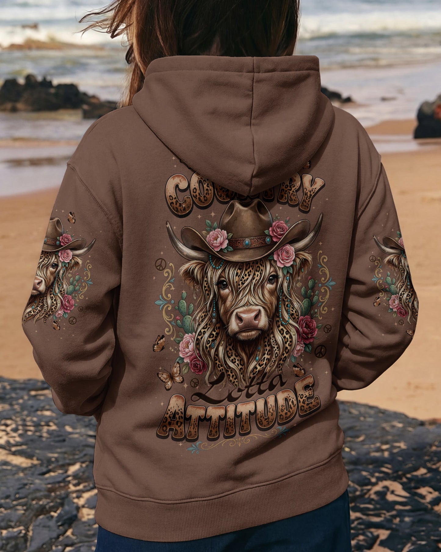 LITTLE COUNTRY LOTTA ATTITUDE COW ALL OVER PRINT  - TLTW1006264