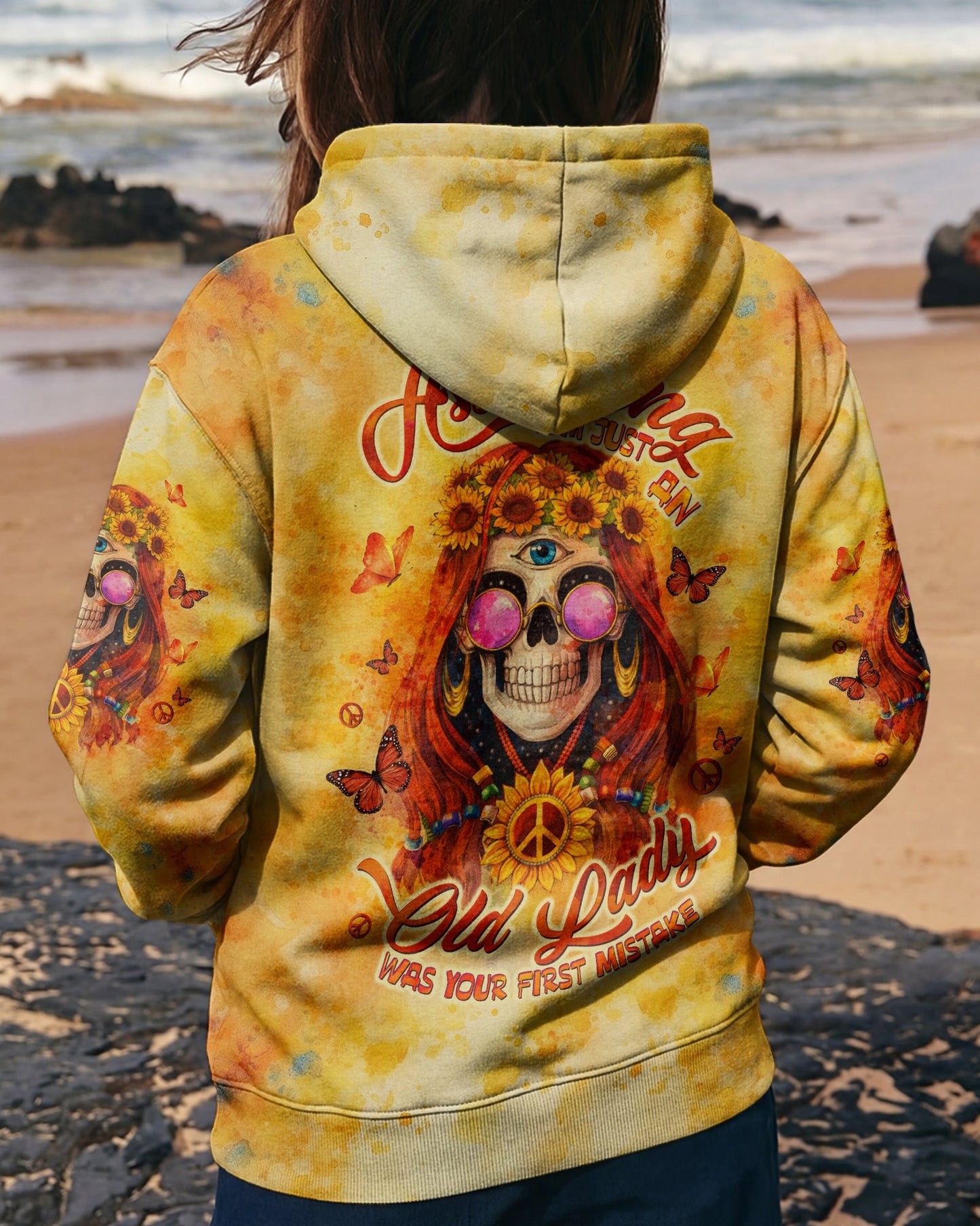ASSUMING I'M JUST AN OLD LADY SKULL SUNFLOWER ALL OVER PRINT - TLTW1004261