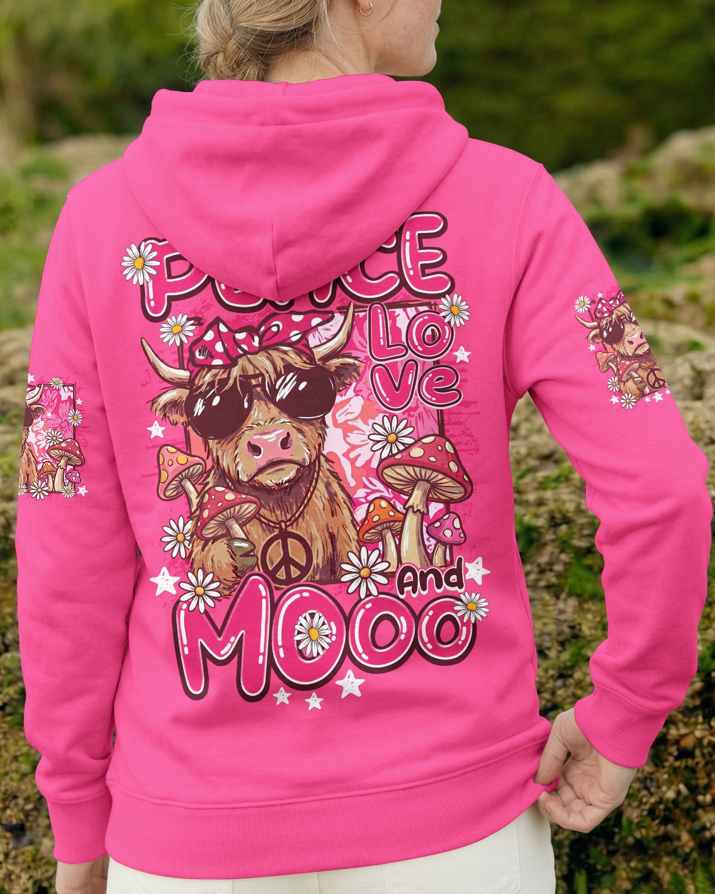 PEACE LOVE AND MOOO COW ALL OVER PRINT - TY1906262
