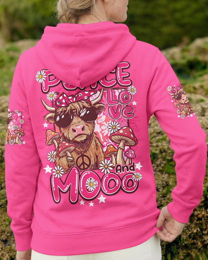 PEACE LOVE AND MOOO COW ALL OVER PRINT - TY1906262