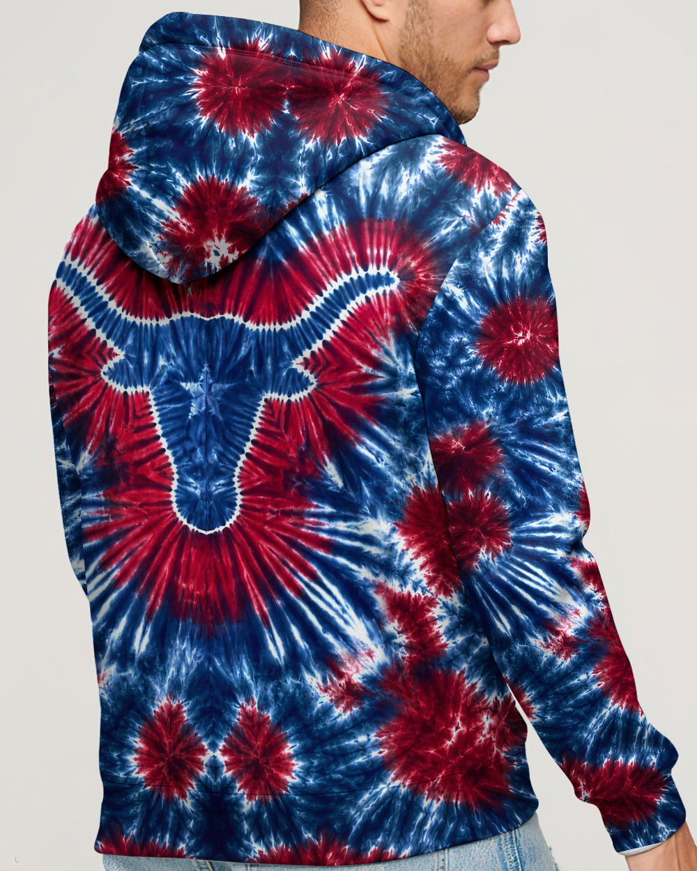 LONGHORN TEXAS STATE RED WHITE & BLUE SWIRL ALL OVER PRINT - TLNT1206261