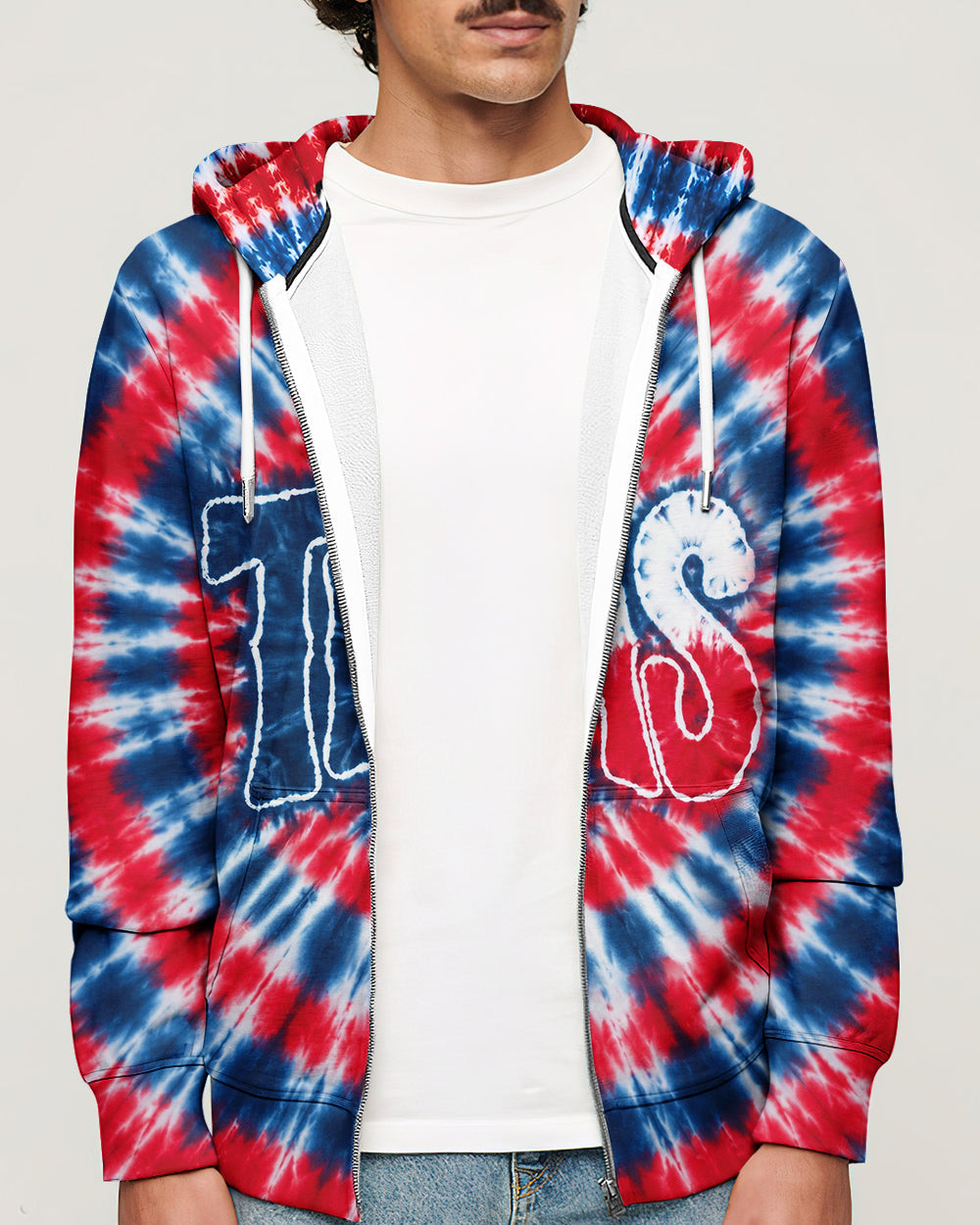 TEXAS RED WHITE & BLUE SWIRL ALL OVER PRINT   - TLHN1206263