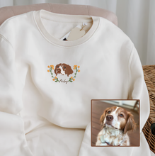 Load image into Gallery viewer, Personalized Embroidered Floral Pet Dog Cat Hoodie Sweatshirt T-Shirt
