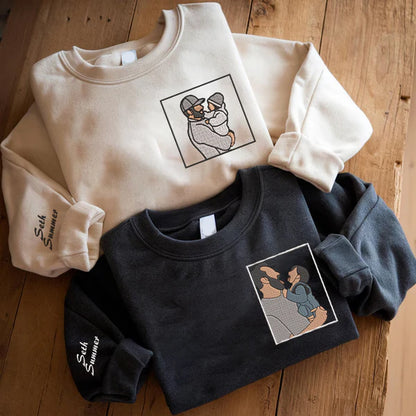 Embroidered Family Photo Framed Hoodie Sweatshirt T-Shirt