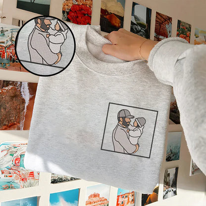 Embroidered Family Photo Framed Hoodie Sweatshirt T-Shirt