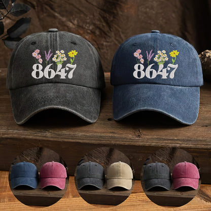 Embroidered 8647 Floral Dyed Cap Trucker Hat