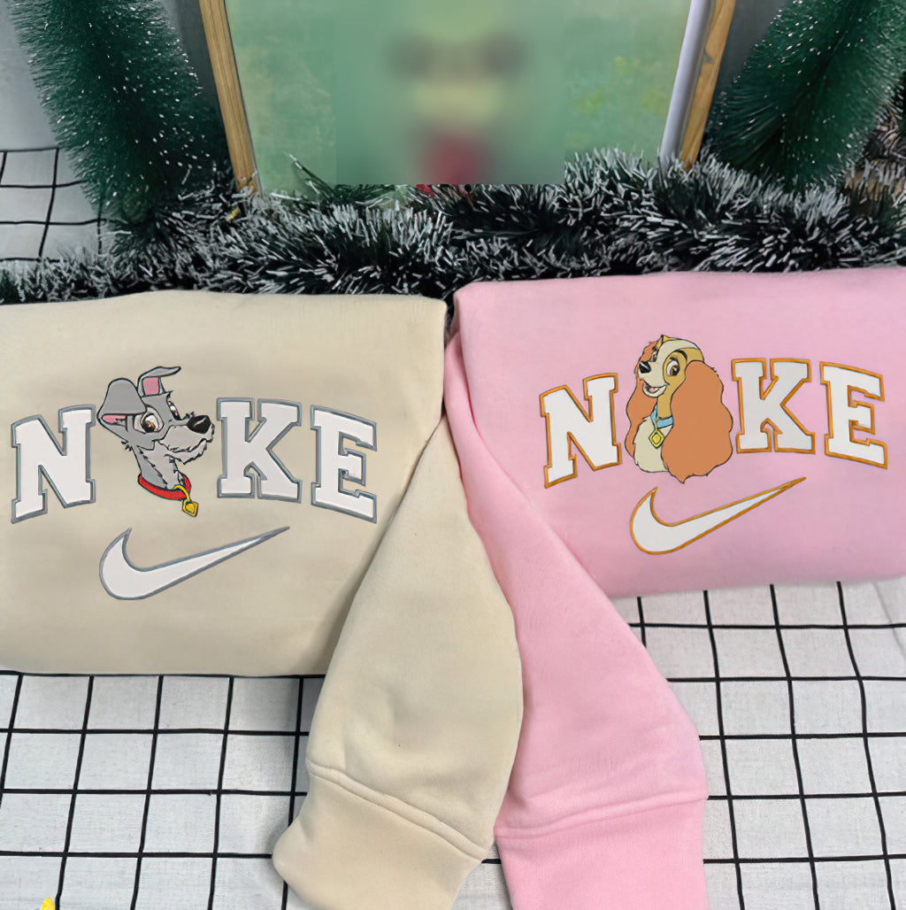 Personalized Embroidered Lady And The Tramp Hoodie Sweatshirt T-Shirt