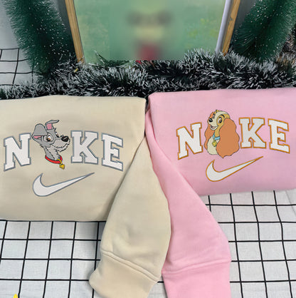 Personalized Embroidered Lady And The Tramp Hoodie Sweatshirt T-Shirt