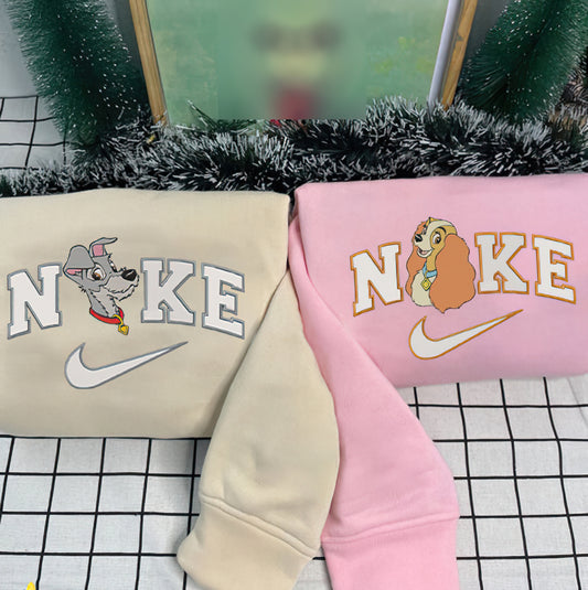 Personalized Embroidered Lady And The Tramp Hoodie Sweatshirt T-Shirt