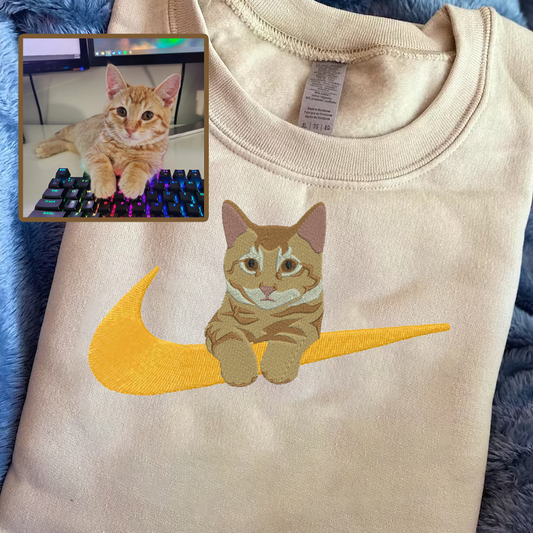Personalized Embroidered Pet Dog Cat Swoosh Hoodie Sweatshirt T-Shirt
