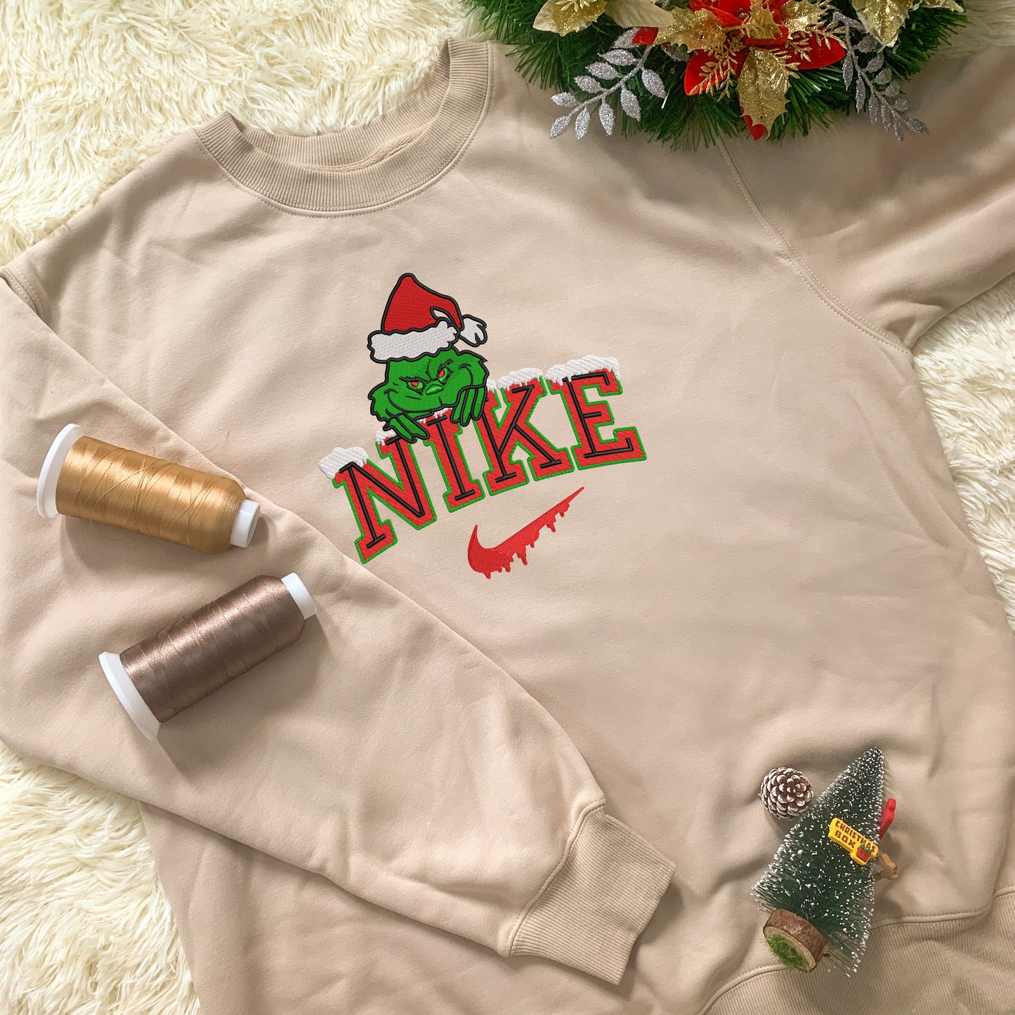 Personalized Embroidered Christmas The G-r-i-n-c-h Hoodie Sweatshirt T-Shirt