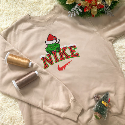 Personalized Embroidered Christmas The G-r-i-n-c-h Hoodie Sweatshirt T-Shirt