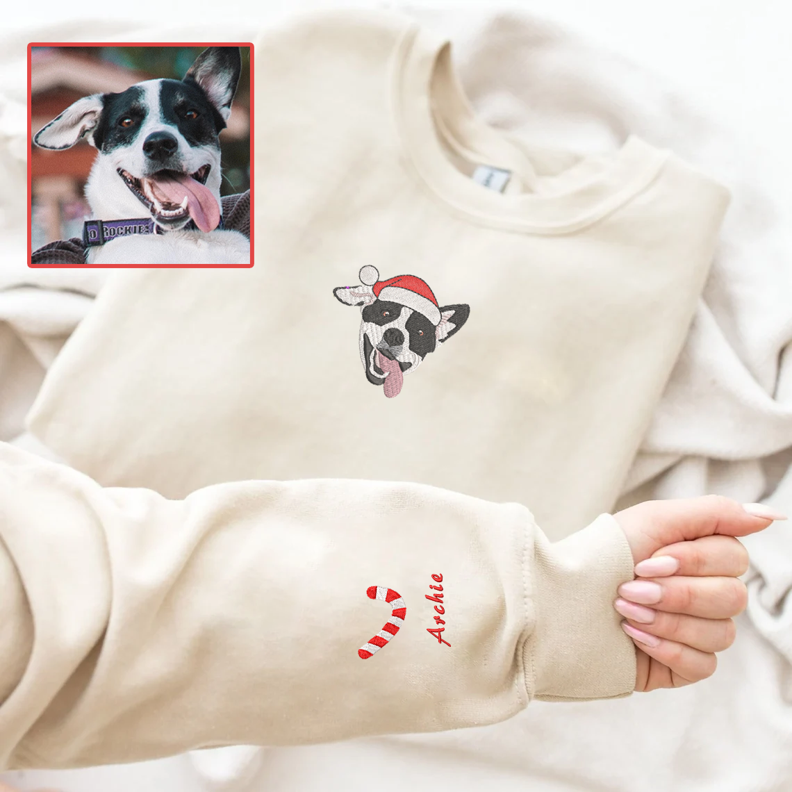 Personalized Embroidered Christmas Pet Dog Cat Hoodie Sweatshirt T-Shirt