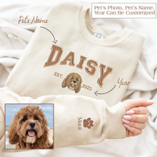 Load image into Gallery viewer, Personalized Embroidered Pet Dog Cat Photo Name Year Hoodie Sweatshirt T-Shirt
