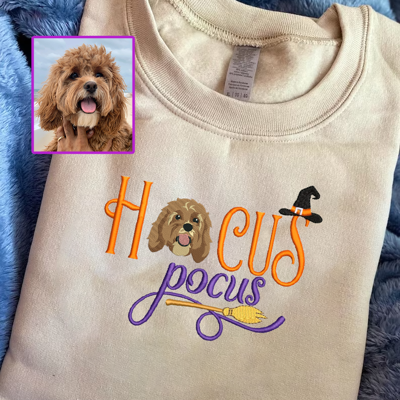 Halloween Hocus Pocus Personalized Embroidered Pet Dog Cat Hoodie Sweatshirt T-Shirt