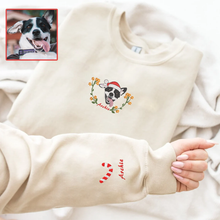 Load image into Gallery viewer, Personalized Embroidered Floral Christmas Pet Dog Cat Hoodie Sweatshirt T-Shirt
